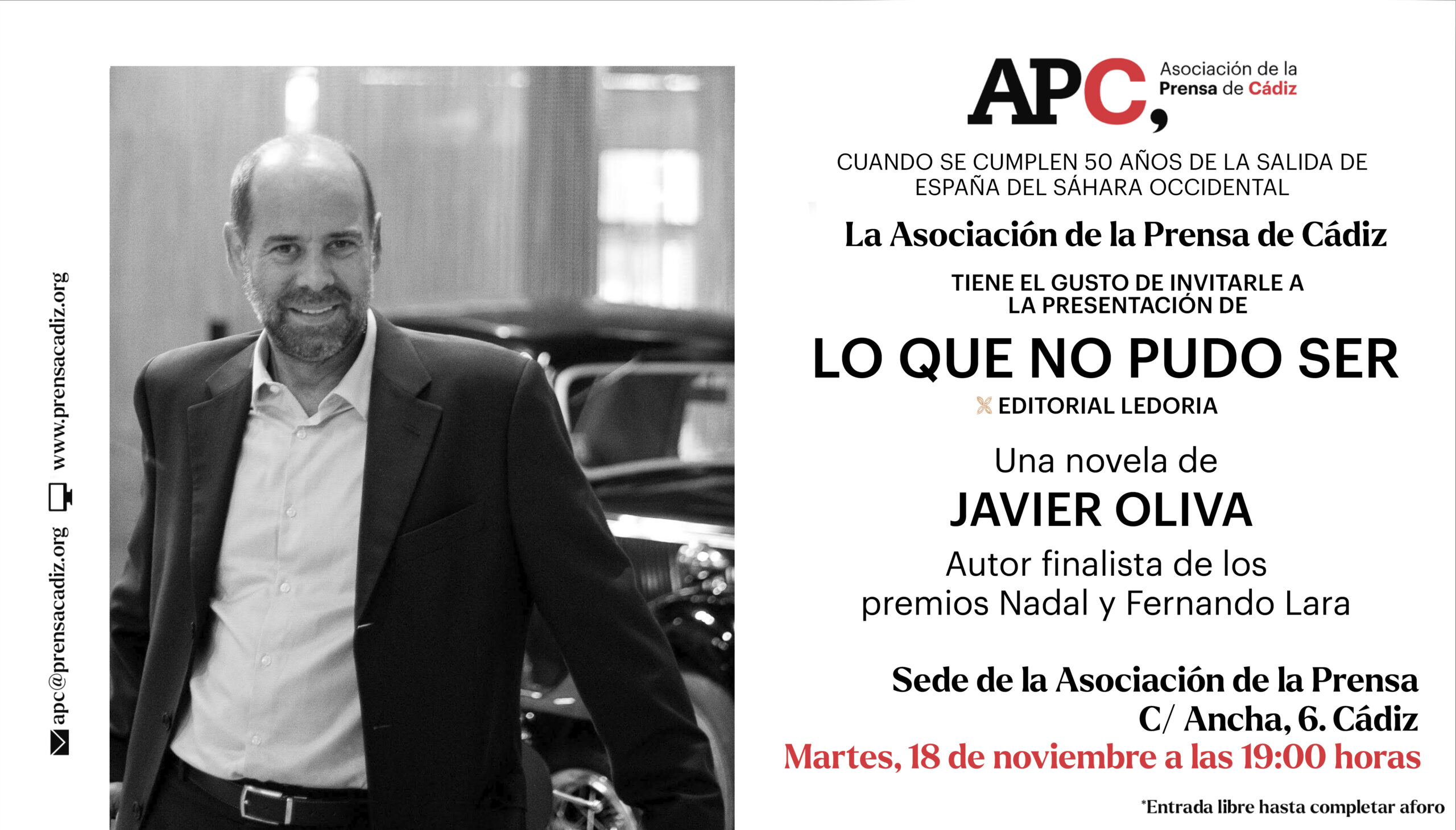 La APC invita a conocer el próximo 18 de noviembre la verdadera historia del Sáhara Occidental a través de la novela ‘Lo que no pudo ser’