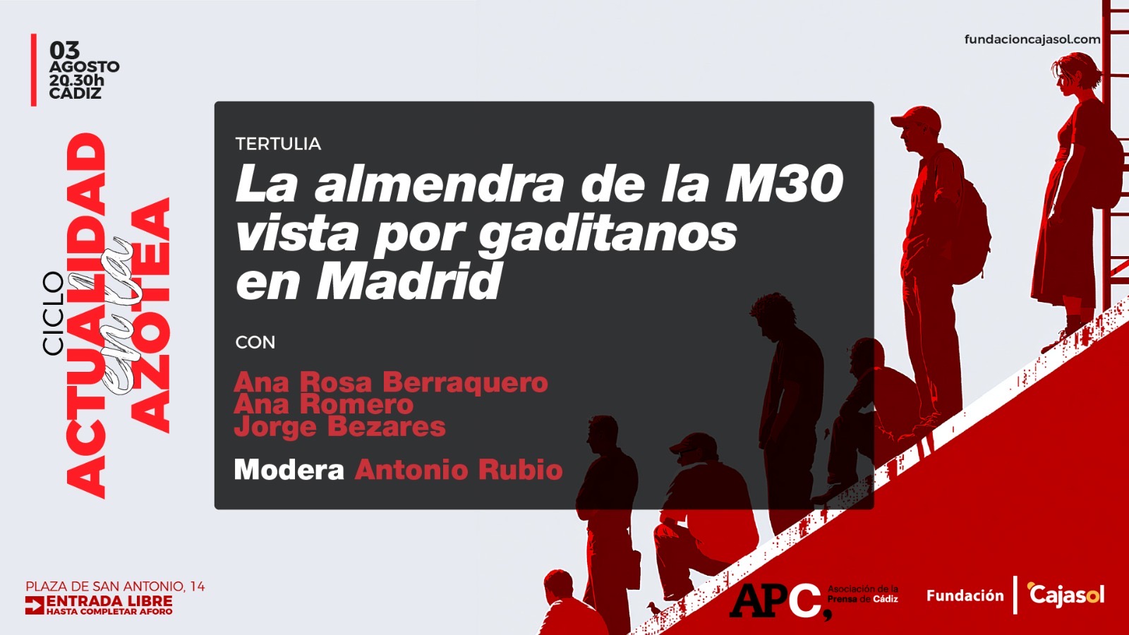 La Fundación Cajasol y la Asociación de la Prensa de Cádiz reúnen a tres periodistas gaditanos afincados en Madrid en una nueva cita de «La Actualidad en la Azotea»