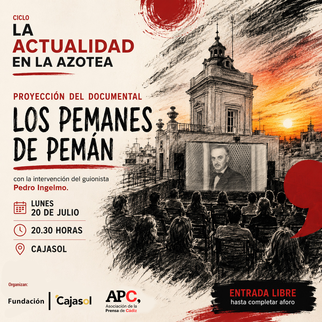 La Asociación de la Prensa de Cádiz y la Fundación Cajasol inauguran el ciclo estival «La Actualidad en la Azotea»